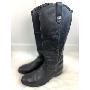 Frye Melissa Button Riding Boots Black Leather Equestrian Boho Western Size 9B